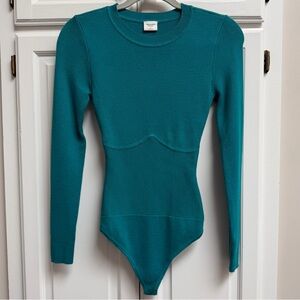 Abercrombie & Fitch Teal Corset Sweater Bodysuit Long Sleeve Size Small